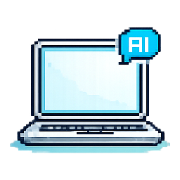 Laptop pixel-art con un chat de IA abierto