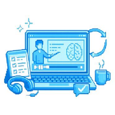 Clase virtual: laptop con lección en video